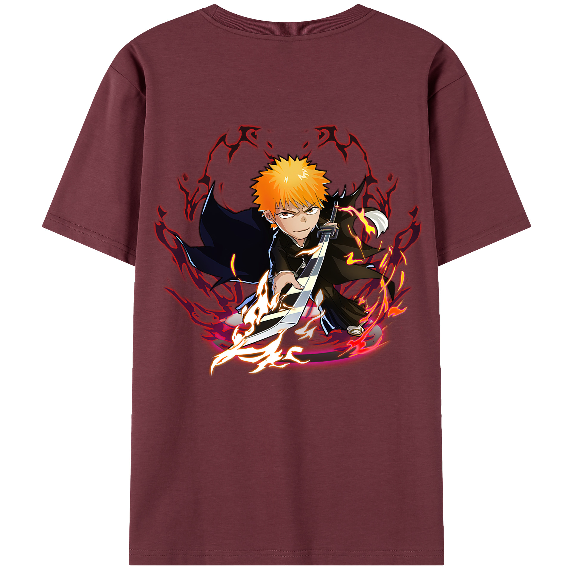 （画像用） ブリーチ 黒崎一護（くろさき いちご）BLEACH Kurosaki Ichigo 綿100％半袖Tシャツ（背面プリント）
